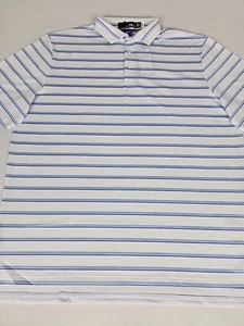 Polo de golf Ralph Lauren RLX calce clásico manga corta para hombre XL blanco azul a rayas - Imagen 1 de 11