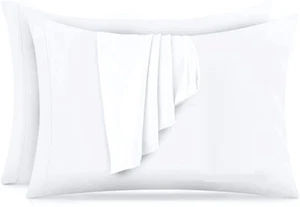 White Pillow Cases, 2-Pack Standard/Queen Size, Egyptian Quality Cotton Blend... - Picture 1 of 9