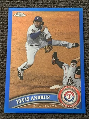 2011 Topps Chrome Elvis Andrus Blue Refractor /99 #162 Texas Rangers Color Match - Image 1 of 2