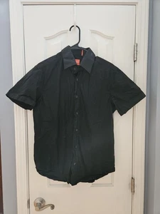 Hugo Boss Schwarzes Herren Slim Fit Kurzarm Designer Hemd Größe L - Bild 1 von 4