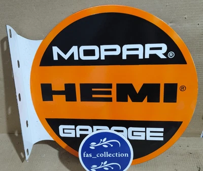 Hemi Mopar Garage Porcelain Enamel Sign  19.5 x 17 Inches 2 Sided - Image 1 of 4