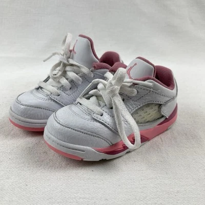 Nike Jordan 5 Low DX4391-116 Blanco/Rosa Zapatos de Baloncesto Tenis Talla 7C Foto 1 de 4