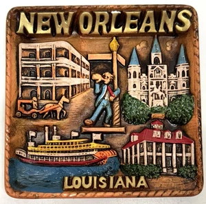 Vintage New Orleans Louisiana Keramik 3D Display Teller 6x6 Souvenir - Bild 1 von 6