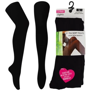 2er Pack Strumpfhose Viskose Damen | Bambus Strumpfhosen Blickdicht in Schwarz - Bild 1 von 6