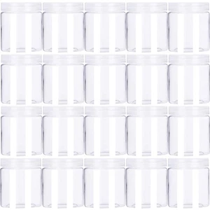 20 Pack 4oz/120ml Round Plastic Jars with Lids Empty Clear Slime Containers,W... - Foto 1 di 7