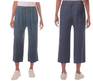 PRACHTVOLLE MARINEBLAUE TENCEL CROP WEITES BEIN ELASTISCHER BUND HOSE Gr. M, XXL #J552 - Bild 1 von 3