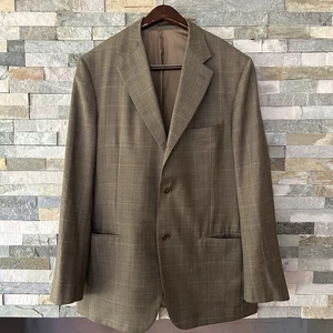 Isaia Napoli Mocha Brown Checked Blazer Jacket Plaid Size 54IT 44US - Picture 1 of 8