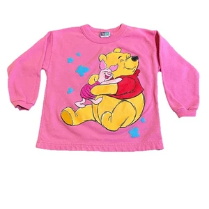 Vintage Winnie the Pooh & Piglet Size 5/6 Pink Sweatshirt USA Made Disney Hug - Picture 1 of 8