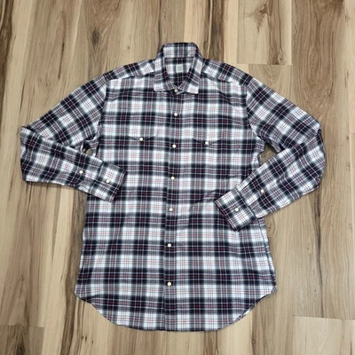 Camisa Eleventy Masculina 17.5 44 Xadrez Pérola Snap Manga Longa Casual Multicolor - Imagem 1 de 4