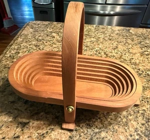 Faltbarer handgefertigter Holzkorb Obst Gemüse Wein Fernbedienungen Servietten 13" - Bild 1 von 4