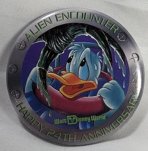 Walt Disney Word 24th Anniversary 2.5" Button Featuring Donald Alien Encounter - Picture 1 of 2