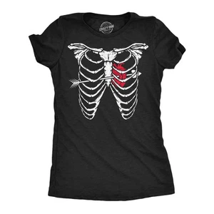 Mujeres Divertidas Camisetas Ribcage Flecha Corazón Día de San Valentín Gráfico Camiseta Para Damas - Imagen 1 de 7