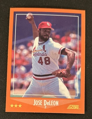 Бейсбольная карточка 1988 Score Rookie & Traded Jose DeLeon No7T Pitcher очень хорошее состояние по центру! - Изображение 1 из 2