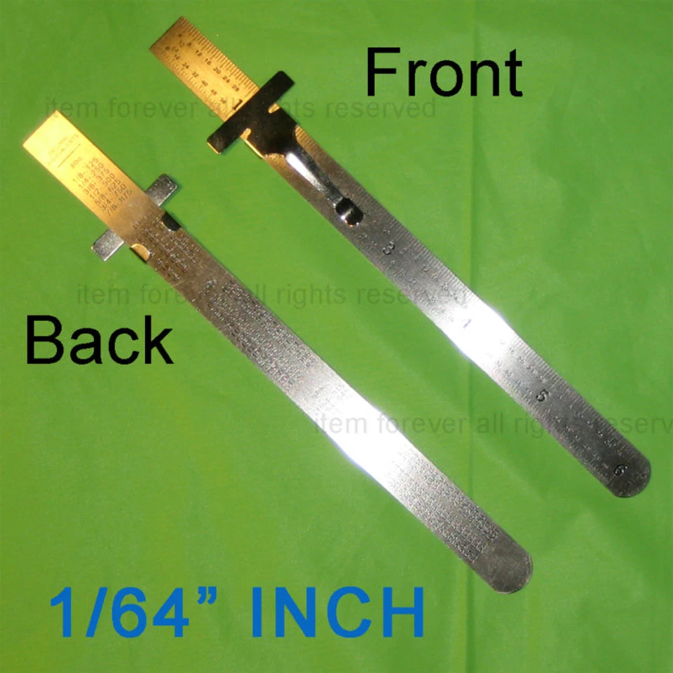 КАРМАННАЯ ЛИНЕЙКА СТАЛЬ 6 ДЮЙМОВ ЧИТАЙТЕ НА английском языке 64-е ДЕСЯТИЧНЫЕ - Изображение 1 из 3