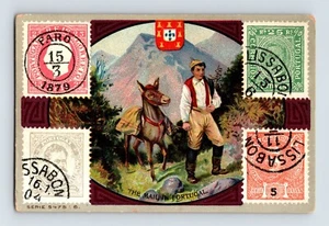 Estampillas postales victorianas de correo de tarjetas comerciales en Portugal de la década de 1910 parte posterior en blanco - Imagen 1 de 2
