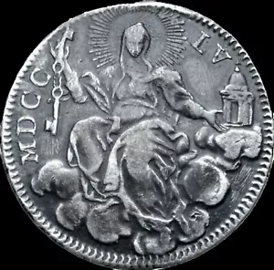 1755 Silver Doppio Giulio. Pope Benedict XIV. Papal State - Picture 1 of 2