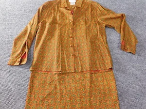 Jones New York Womens Suit Red Green 10P Petites Skirt Blazer - Picture 1 of 24