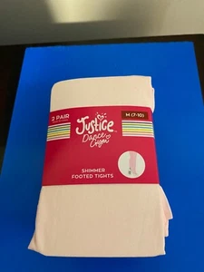 NEU MÄDCHEN GRÖSSE 7-10 JUSTICE FOOTED SCHIMMER TANZSTRUMPFHOSEN 2ER-PACK (ROSA) - Bild 1 von 9