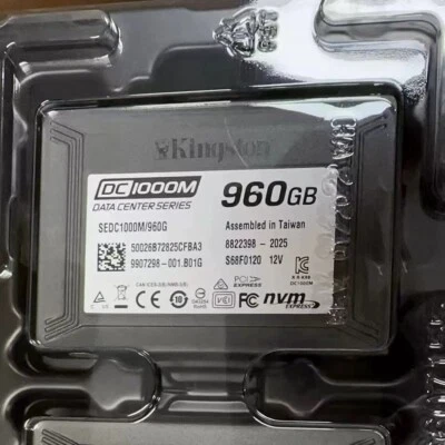 960GB KINGSTON SSD U.2 DC1000M SEDC1000M/960G NVME U2 PCIE Solid State Drive - Image 1 of 2