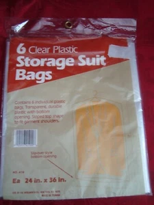 NEW 6 pack Clear Plastic Storage SUIT BAGS No 419 24 inch x 36 inch - Picture 1 of 4
