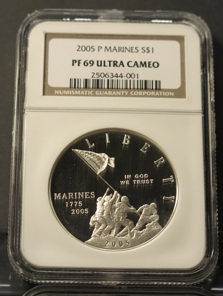 2005 P.  US MARINES  PF 69  PROOF ULTRA CAMEO. NGC - Image 1 of 1