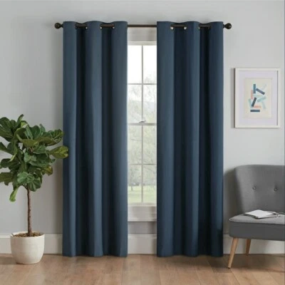 NEW Eclipse Blackout One Grommet Panel Curtain NAVY 42" x 63" - Image 1 of 4
