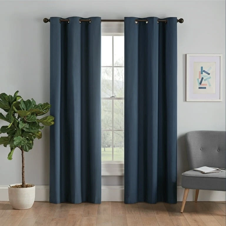 NEW Eclipse Blackout One Grommet Panel Curtain NAVY 42" x 63" - Image 1 of 4