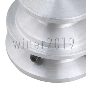 Silver Al. 2-Step Groove Fixed Bore Pulley Wheel 1.57" x 1.18" x 0.31" Pack of 2 - Picture 1 of 4