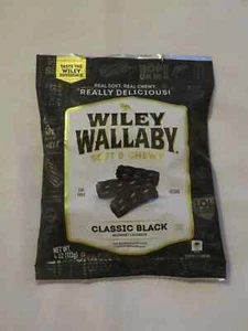 6x CLASSIC BLACK LICORICE Wiley Wallaby PARTY SIZE Soft & Chewy 4oz bags - Picture 1 of 1