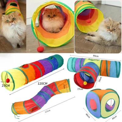 Foldable Pet Cat Tunnel Rabbit Pop Up Rainbow Tunnel Tube Puppy Kitten Play Toy - image 1 of 4
