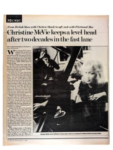 Entrevista de perfil Christine McVie Fleetwood Mac 1984 Rolling Stone 2 pg - Imagen 1 de 1