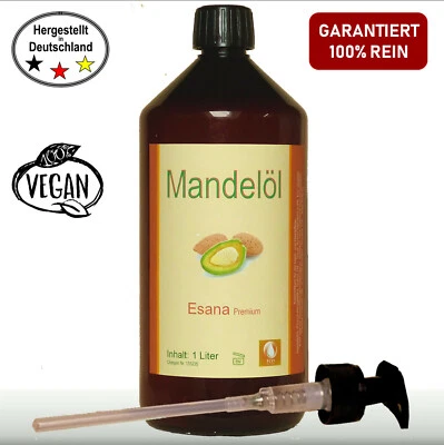 ESANA Mandelöl 100% rein 1 Liter (1000ml, 1L) Naturkosmetik, Babypflege, Massage - Bild 1 von 4