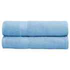 2 Piece Sky Blue Combed Cotton Bath Towels Set Luxury  27x54 Inch 500 GSM