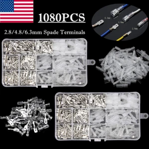 1080PCS 2.8/4.8/6.3mm Male Female Spade Terminals Insulated Wire Crimp Connector - Picture 1 of 16