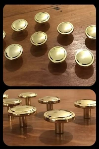 6 Knöpfe Messing poliert rund Schränke Schubladengriffe Mid Century Deko Vintage - Bild 1 von 8