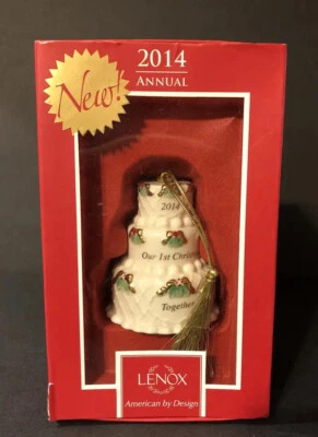 Lenox Our First Christmas Together 2014 Christmas Tree Ornament Wedding Cake NIB - Image 1 of 4