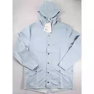 RAINS Jacket Adult Large Blue Sky Waterproof Hooded Long Sleeve Raincoat 12010 - Picture 1 of 7