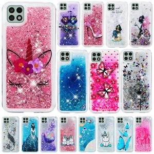 Custodia glitter liquido mobile Bling per Samsung Galaxy A12 A52S A32 A22 cover telefono - Foto 1 di 89