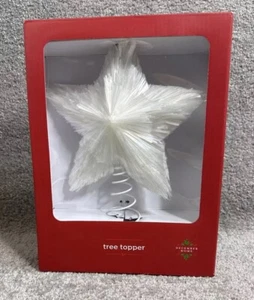 Topper de árbol estrella de oropel blanco 10 pulgadas para diciembre Home - Imagen 1 de 7