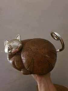Figura de gato de madera y metal Vintage H 20cm W 30 cm 1,5 kg - Imagen 1 de 6