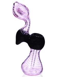 "Burbujeador rosa Girly Cobra DONUT con remolinos - tubería de vidrio de 6" tubería de agua bong *EE. UU.* - Imagen 1 de 4