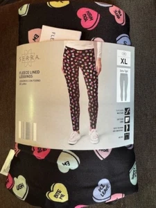 Serra ALDI Conversation Hearts Valentine Leggings Pants Funny Fleece Lined XL - Picture 1 of 4