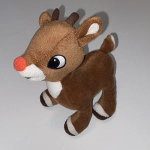 Rudolph the Red-Nosed Reindeer 6 1/2" Plush Baby Rattle All Soft Lovey Toy - Picture 1 of 6