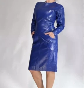 Vestido West Bay Sport Cuero Ajustado Talla 6 Azul Ultramar Retro Vintage Años 80’s - Imagen 1 de 13