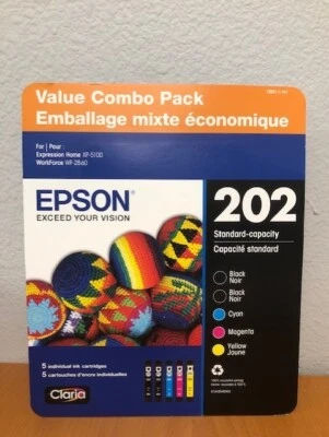 Cartucho de inyección de tinta Epson T20215SVH T2021-5-SVH 202 paquete de 5 colores - fecha septiembre 2026 Foto 1 de 2