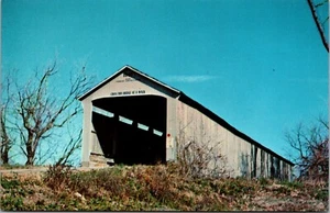 Postcard Parke County Indiana Adams Covered Bridge Over Little Raccoon Creek UNP - Picture 1 of 2