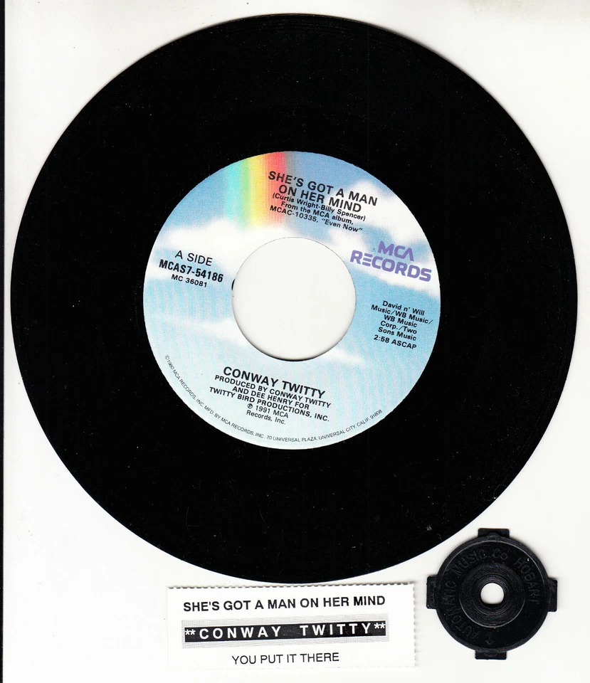 CONWAY TWITTY  She's Got A Man On Her Mind 7" 45 rpm record NEW + juke box strip - Image 1 of 1
