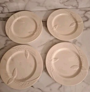 Target BIRCHWOOD CHALET PINECONE Dinner Plates 4 Home Cream Winter Christmas - Picture 1 of 11