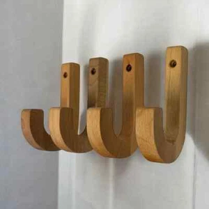 4 Kleiderhaken HOLZ aus Buchenholz Wandmontage Kleiderhaken Aufbewahrung GEÖLT - Bild 1 von 2