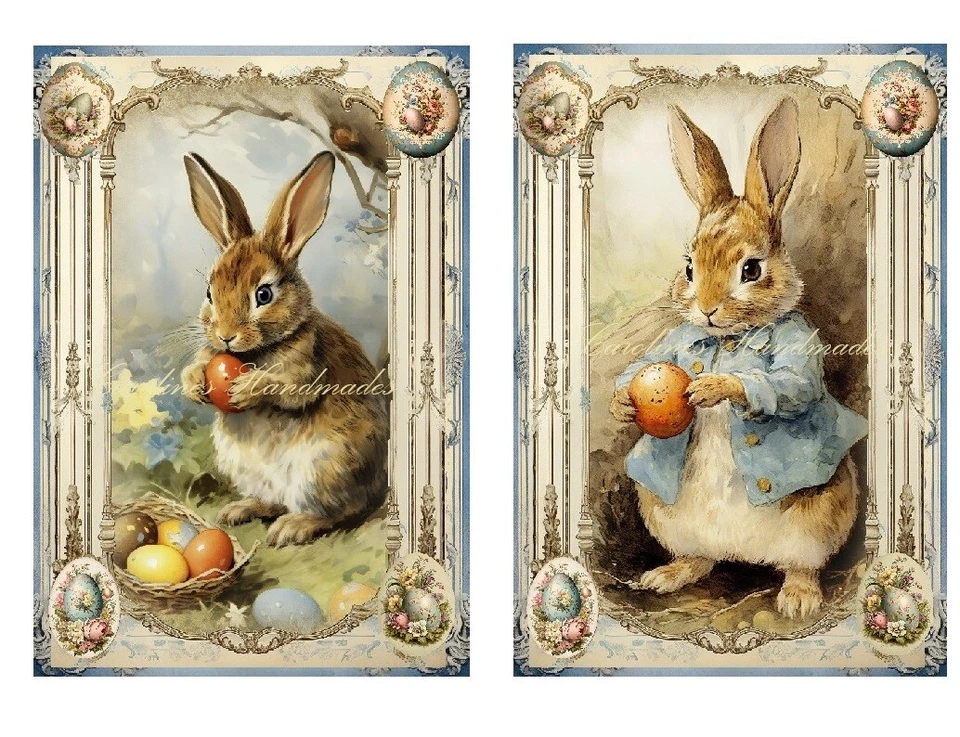 Conejos y huevos de Pascua de colección JUEGO DE VARIOS TAMAÑOS bloques de edredón de tela de algodón Foto 1 de 1